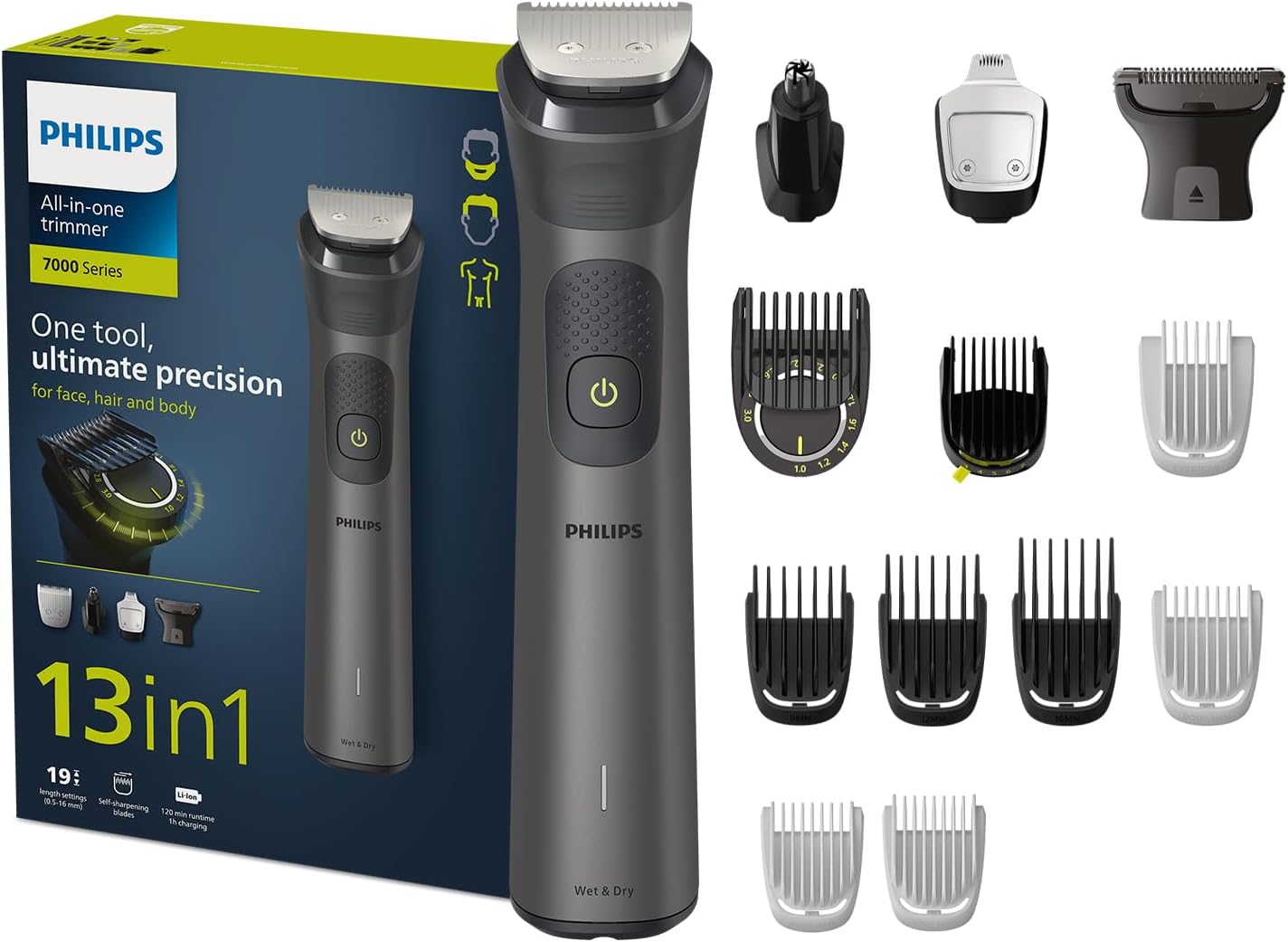 All-in-One Trimmer MG7920/15 13-in-1 Face, Hair And Body Grooming Nose And Ear 120min Cordless, Showerproof Black