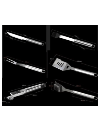 Barbecue Cutlery Set 10 Pieces Stainless Steel Tool Grill Accessories in Aluminium Case for Camping Outdoor