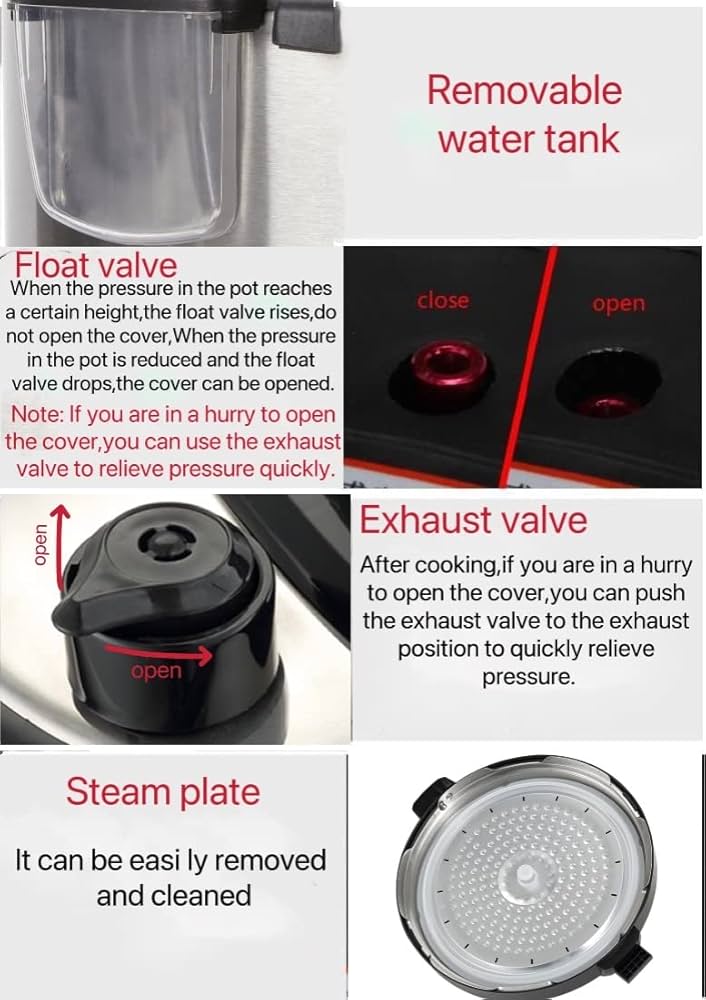electric pressure cooker, Slow, Rice Cooker, Yogurt, Cake Maker,Steamer and Warmer, Silver.perfect for larger families (13L)