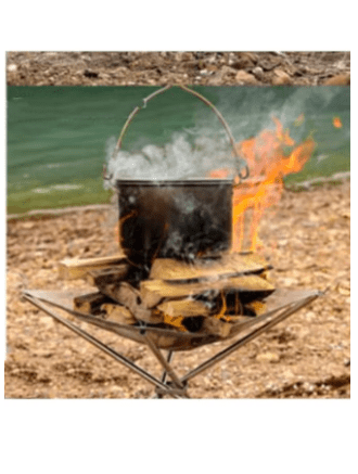 56cm Portable Folding Steel Mesh Camping Fire Pit - Durable Stainless Steel Wood Burning Bonfire Rack with Carrying Bag for Outdoor Adventures