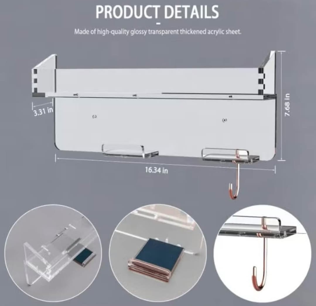 Wall Mount Holder for Hair Styler Complete Set – Transparent Acrylic Storage Rack Organizer for Styler Attachments, Space-Saving Bathroom & Bedroom