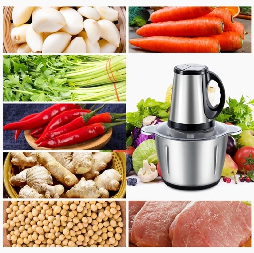 ECVV Food Chopper Meat Mincer 3L 300W Electric Meat Grinder Blender Mincer Mixer Meat Chopper Stainless Steel Electric Chopper Automatic Food Processor Machine
