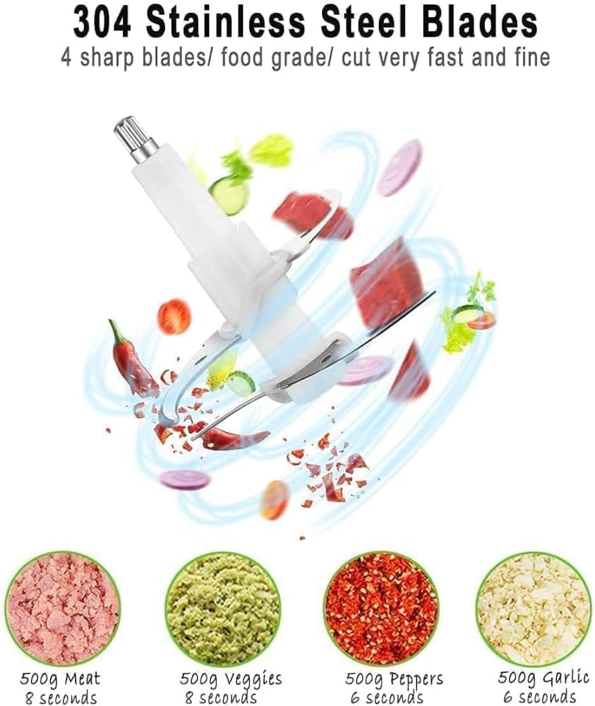 ECVV Food Chopper Meat Mincer 3L 300W Electric Meat Grinder Blender Mincer Mixer Meat Chopper Stainless Steel Electric Chopper Automatic Food Processor Machine