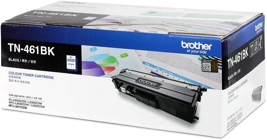 خرطوشة حبر طابعة TN-461BK أصلية ذات إنتاجية قياسية، تطبع حتى 3000 صفحة باللون الأسود 