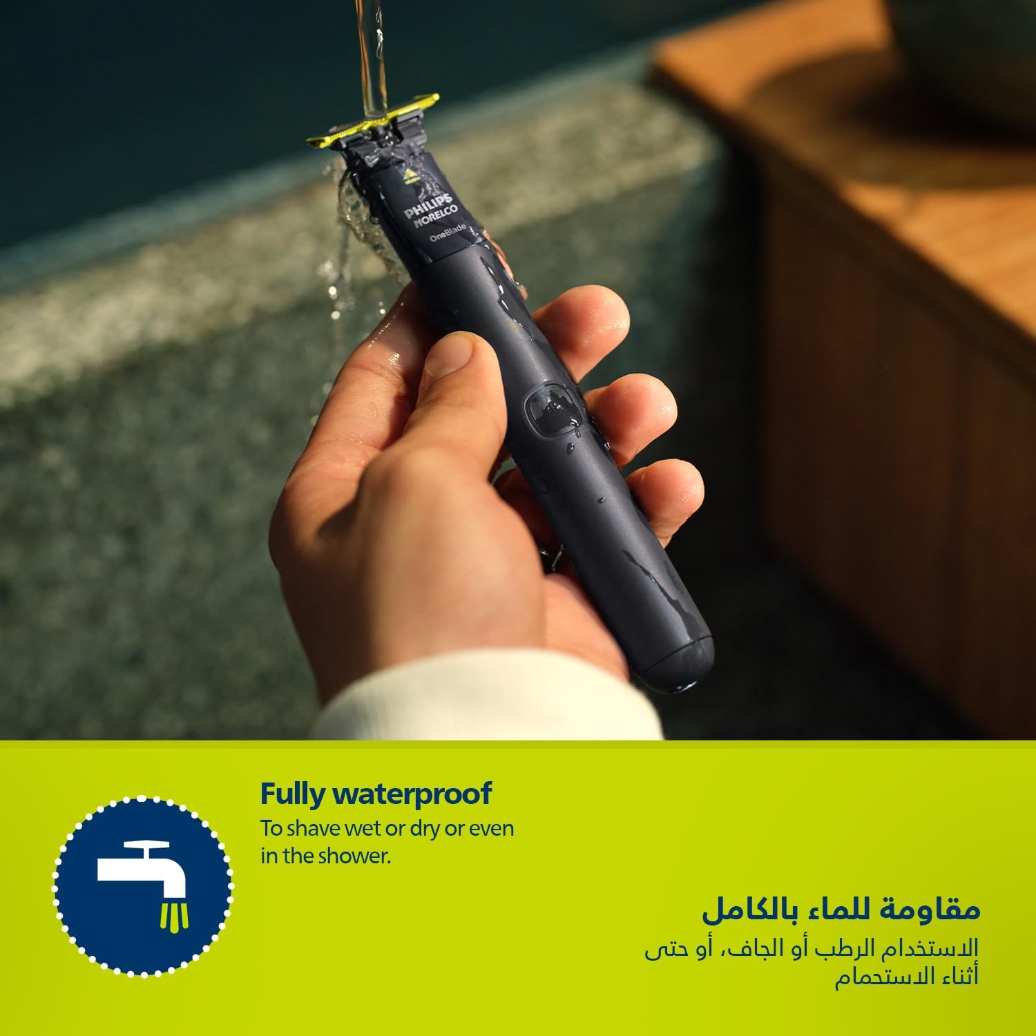 OneBlade QP1424/10 Trim, Edge And Shave Any Length 2 Stubble Combs, Dual-Sided Blade Wet And Dry Use, 30min Cordless Black & Lime 0.15grams