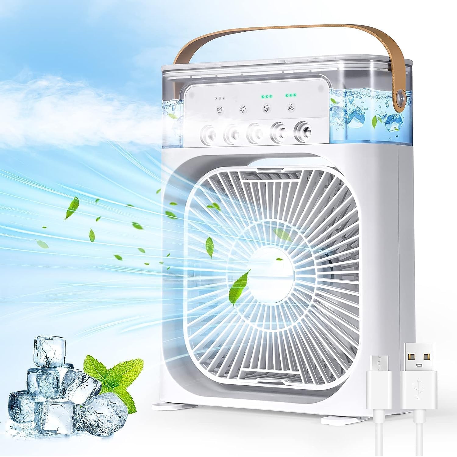 Portable Air Conditioners,700ml Mini Evaporative Cooler,USB Personal Conditioner with 7 LED Lightï¼ŒAC Cooling Fan for car Home Office Room