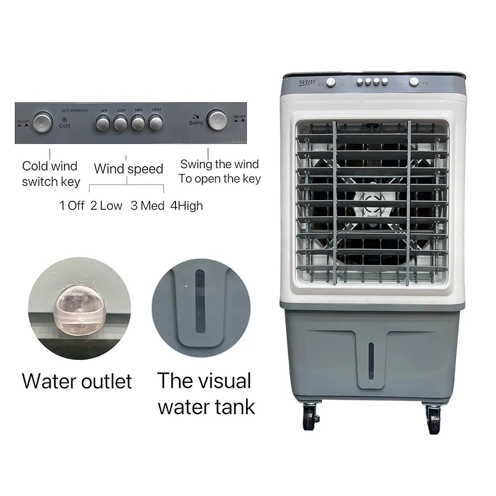 Home Air cooler,Outdoors Water-Cooled Moving Air Cooler, Home Air-Conditioning Fan, 3-In-1 Evaporative Air Cooler (25L)