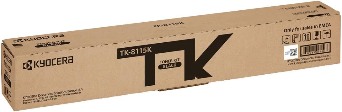 خرطوشة حبر أسود أصلية TK8115 لطابعات Ecosys M8124 وECOSYS M8130 باللون الأسود 