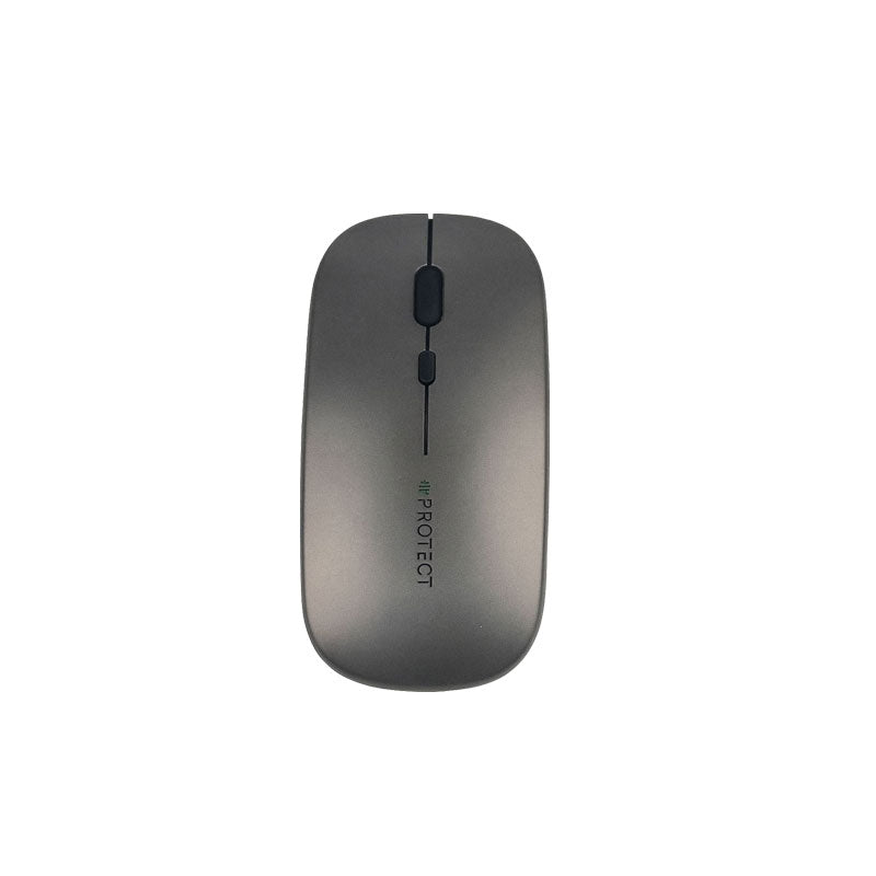 PROTECT BM-501 Rechargeable Wireless Mouse, Dual Mode (Bluetooth+ 2.4G USB), Silent Click, Slim Ergonomic Design, 1600 DPI Optical Sensor, Grey