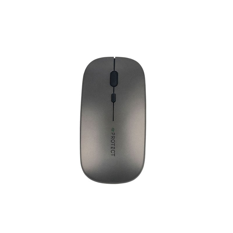 PROTECT BM-501 Rechargeable Wireless Mouse, Dual Mode (Bluetooth+ 2.4G USB), Silent Click, Slim Ergonomic Design, 1600 DPI Optical Sensor, Grey