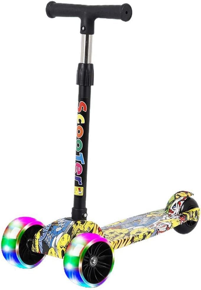 e World Kick Scooter for Kids, 3 Wheels Toddlers Scooter for 6 Years Old Boys Girls Learn to Steer - Kids Scooter with Adjustable Height, Extra-Wide Deck, Flashing Wheel Lights.