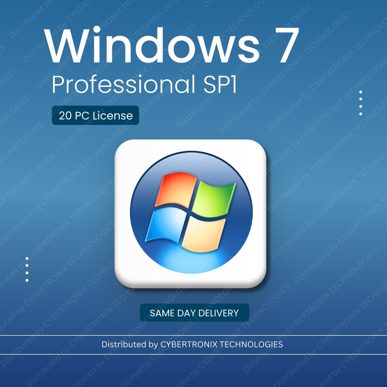 Microsoft Windows 7 Professional SP1 | 20 PC License | Digital License | SAME DAY DELIVERY
