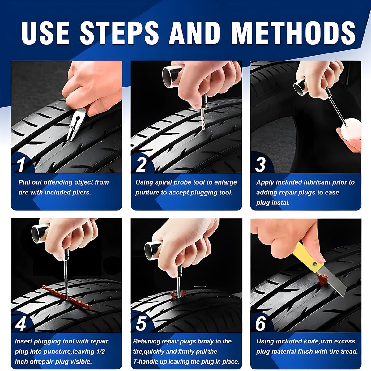 22Piece Car Tyre Repair Kit Car Tyre Bicycle Repair Kit Puncture Kit Tubeless Car Tyre Repair Kit Car Puncture Set Tyres