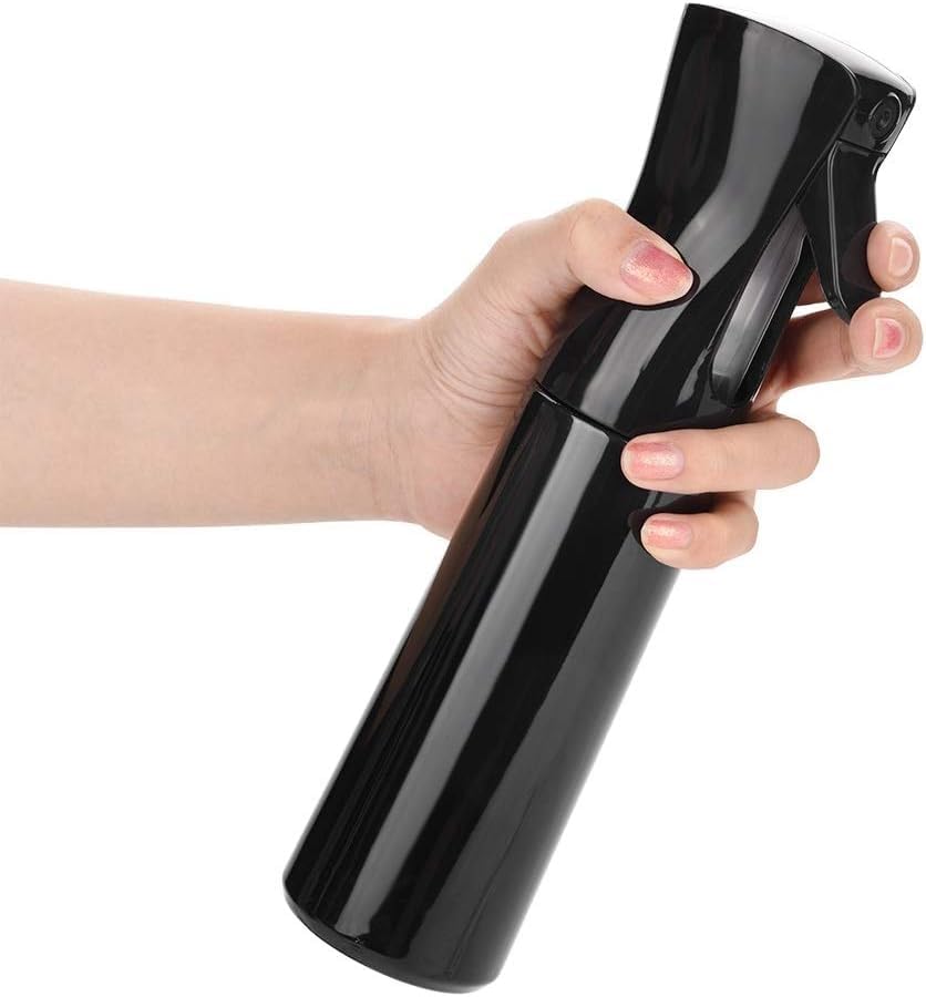 Continuous Spray Bottle Plastic Empty Hair Mist Sprayer Ultra Fine Water Mister for Hairstyling Cleaning Salons Plants Pet Care 300Ml-Black