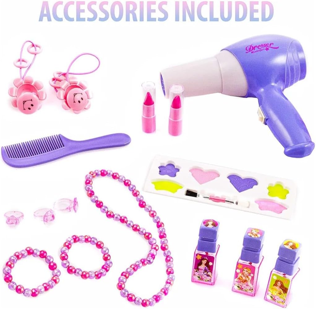 Beauty Dresser Vanity Makeup Play Set Girls dressing table with mirror and music