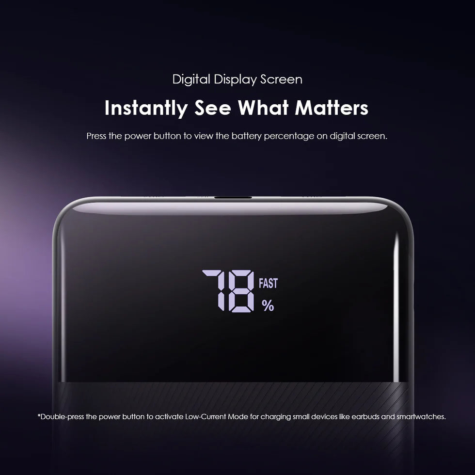 Oraimo Toast 22.5 Type-C (IN/OUT) Power Bank, PD&QC 3.0 Compatible, 22.5W, 10,000mAh, Black, OPB-7100Q