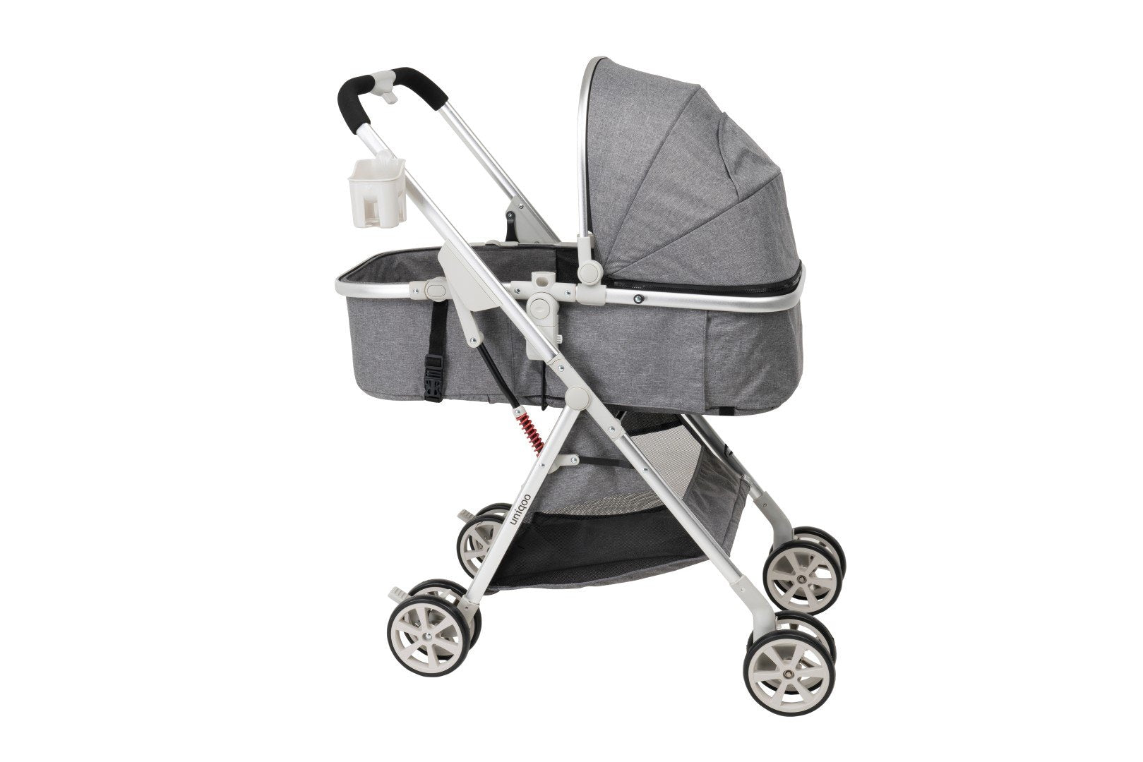 Uniqoo - 6 Premium Portable Pram W/ Diaper Bag - Grey