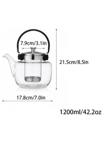 Exquisite Home Glass teapot Large Capacity Lifting Pot Tea Set Tea Maker Tea Kettle with  Cover and Infuser  1200ml TC-1201