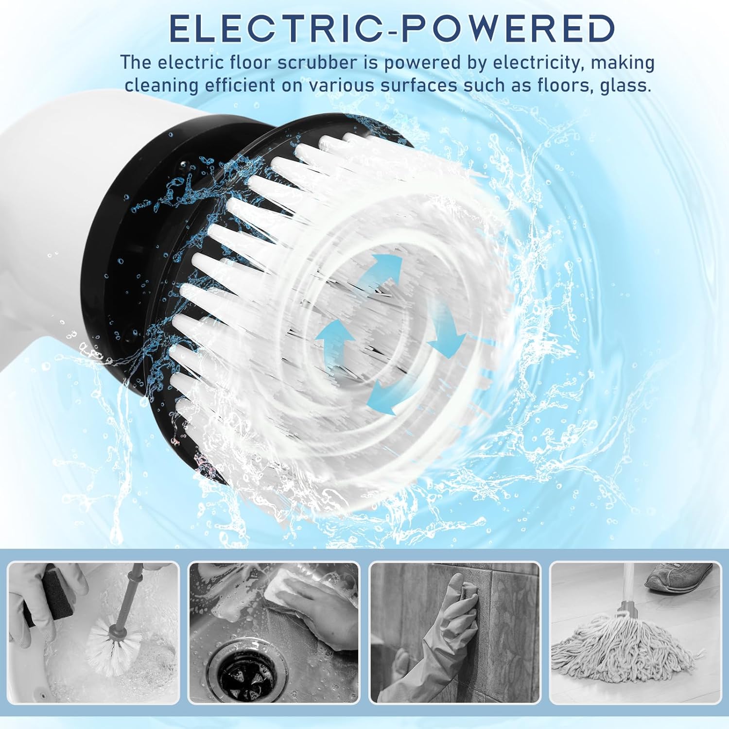 1 Set Cordless Electric Scrubbing Brush - Powerful with 8 Replaceable Brush Heads for Efficient Bathroom, , Tile, and Floor Cleaning