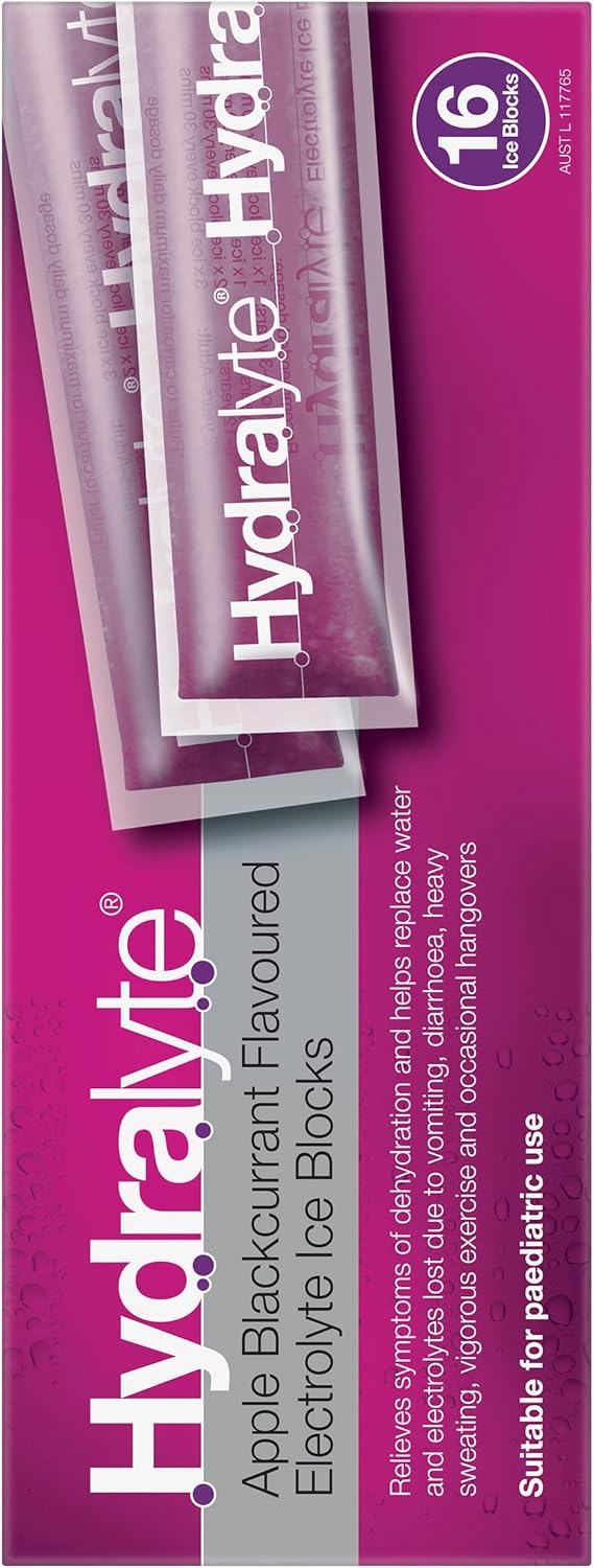 Hydralyte Electrolyte Ice Blocks Apple Blackcurrant 16S