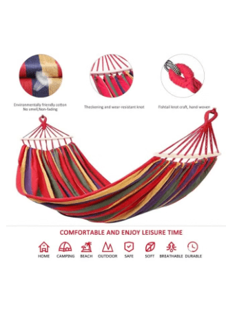 Portable Camping Hammock with Carrying Bag Two Anti Roll Balance Beam Wooden Carabiner Ropes and Tree Straps for Travel Patio Garden No: hammock PRO