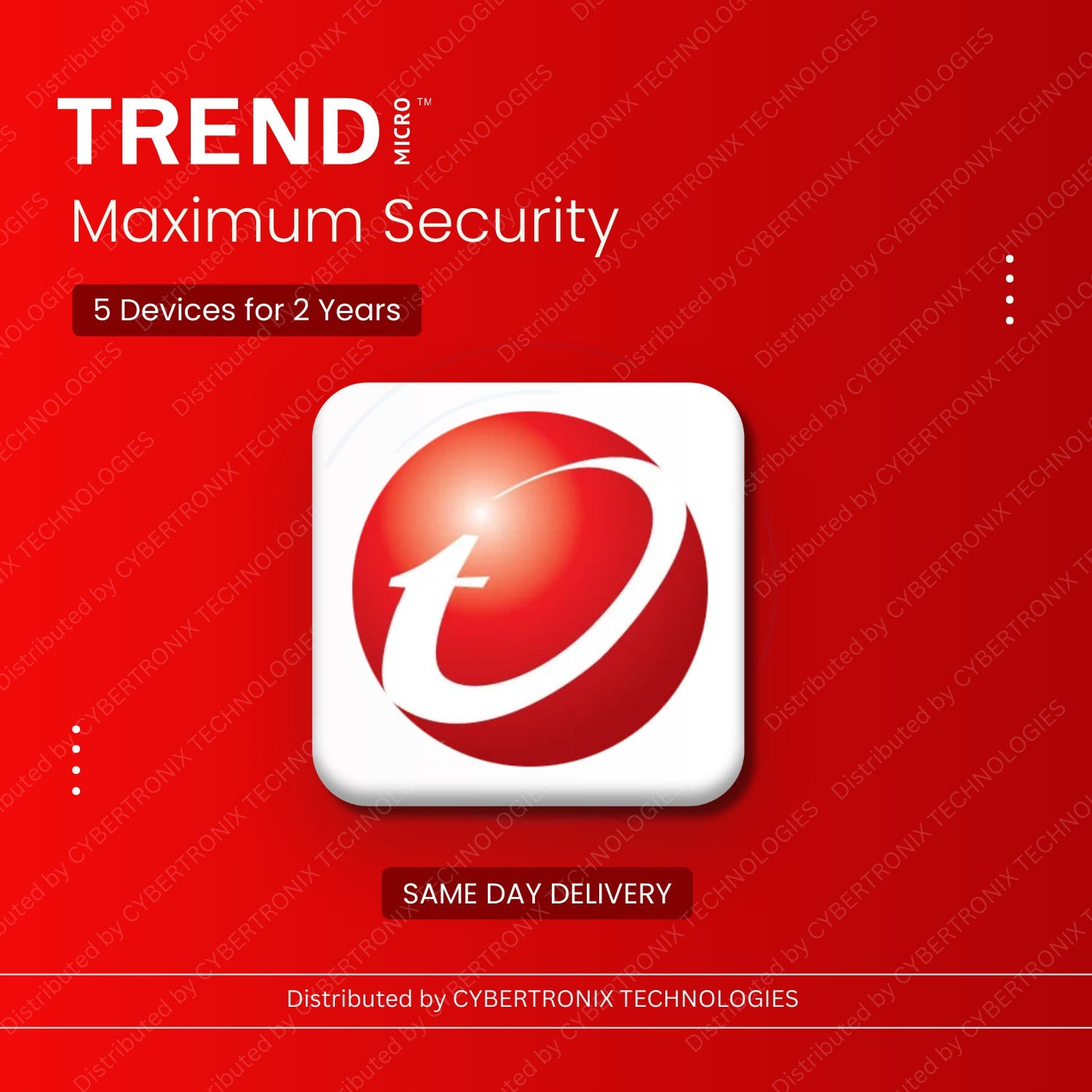 Trend Micro Maximum Security | 5 Devices for 2 Years | Digital License | Same Day Delivery