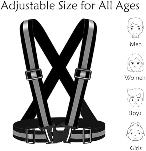 BEYTOR Reflective Vest Belt For Safety With High Visibility One Size Black