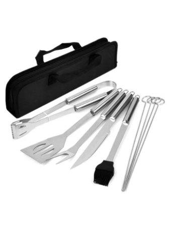 Heavy Duty BBQ Grilling Tools Set-9 Piece Stainless Steel Barbecue Grilling Accessories with Storage Case, Spatula, Tongs, Skewers, Forks,Knife and Basting Brush,Well for Outdoor Party