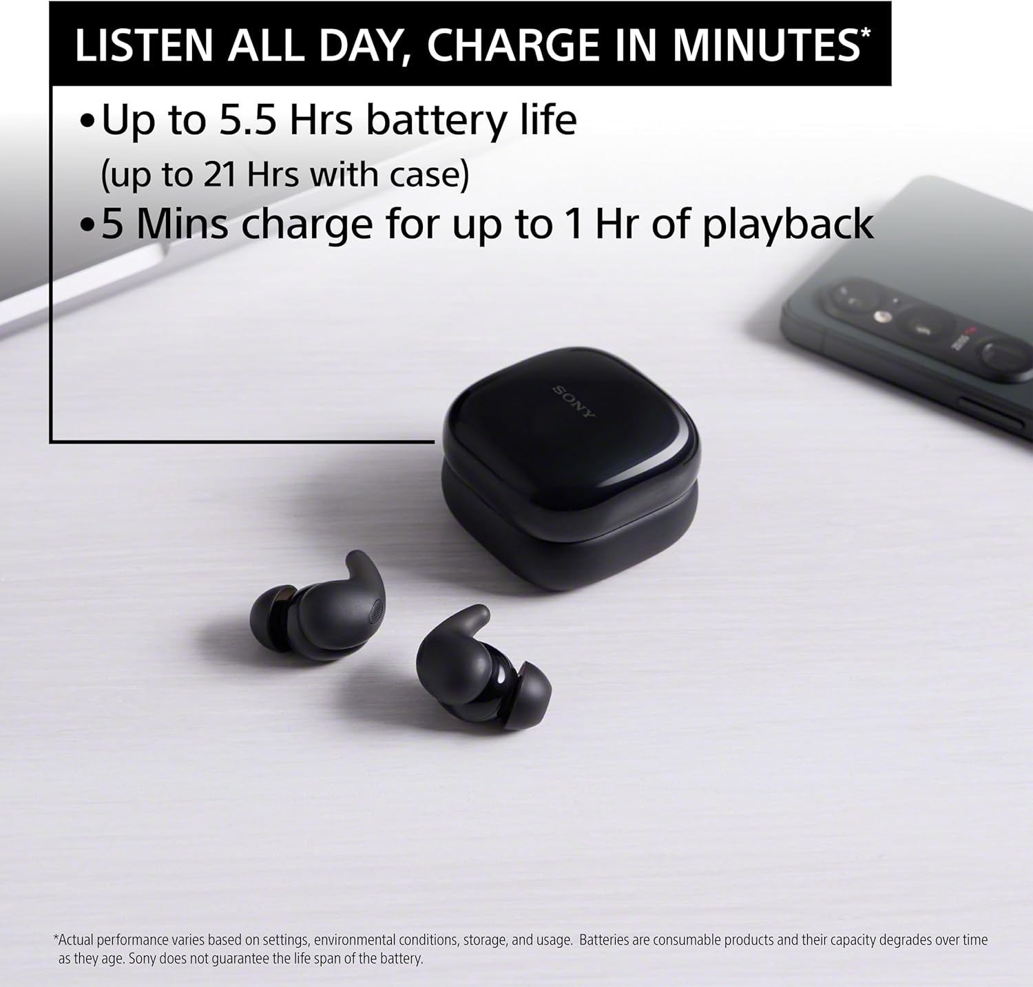 Sony LinkBuds Fit Truly Wireless Noise Cancelling Headphones, Small and Lightweight with Newly Developed Air Fitting Support, Black