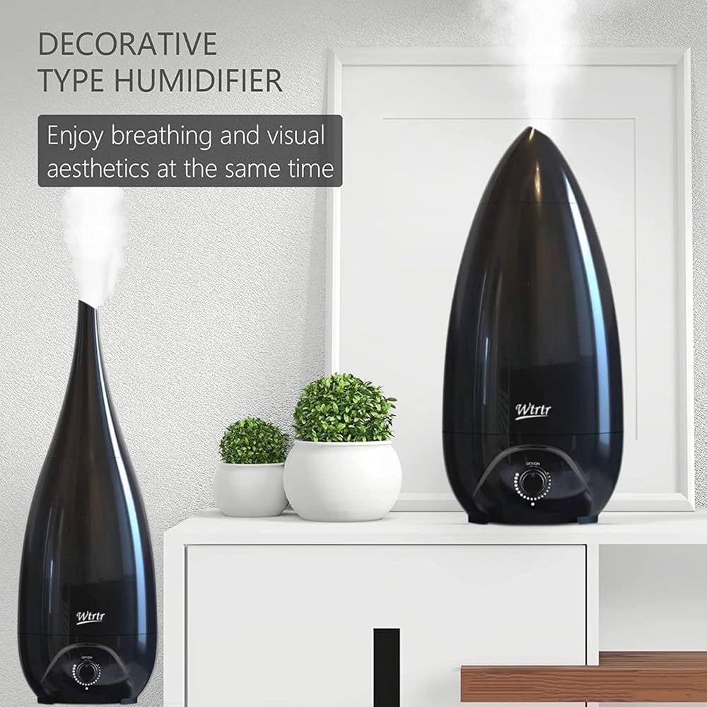 Humidifiers for Bedroom, Vase Design 2 Nozzle, Essential Oil Air Diffuser,Plant Humidifier Desktop Modern Room Decoration Man Woman Gift (Black)