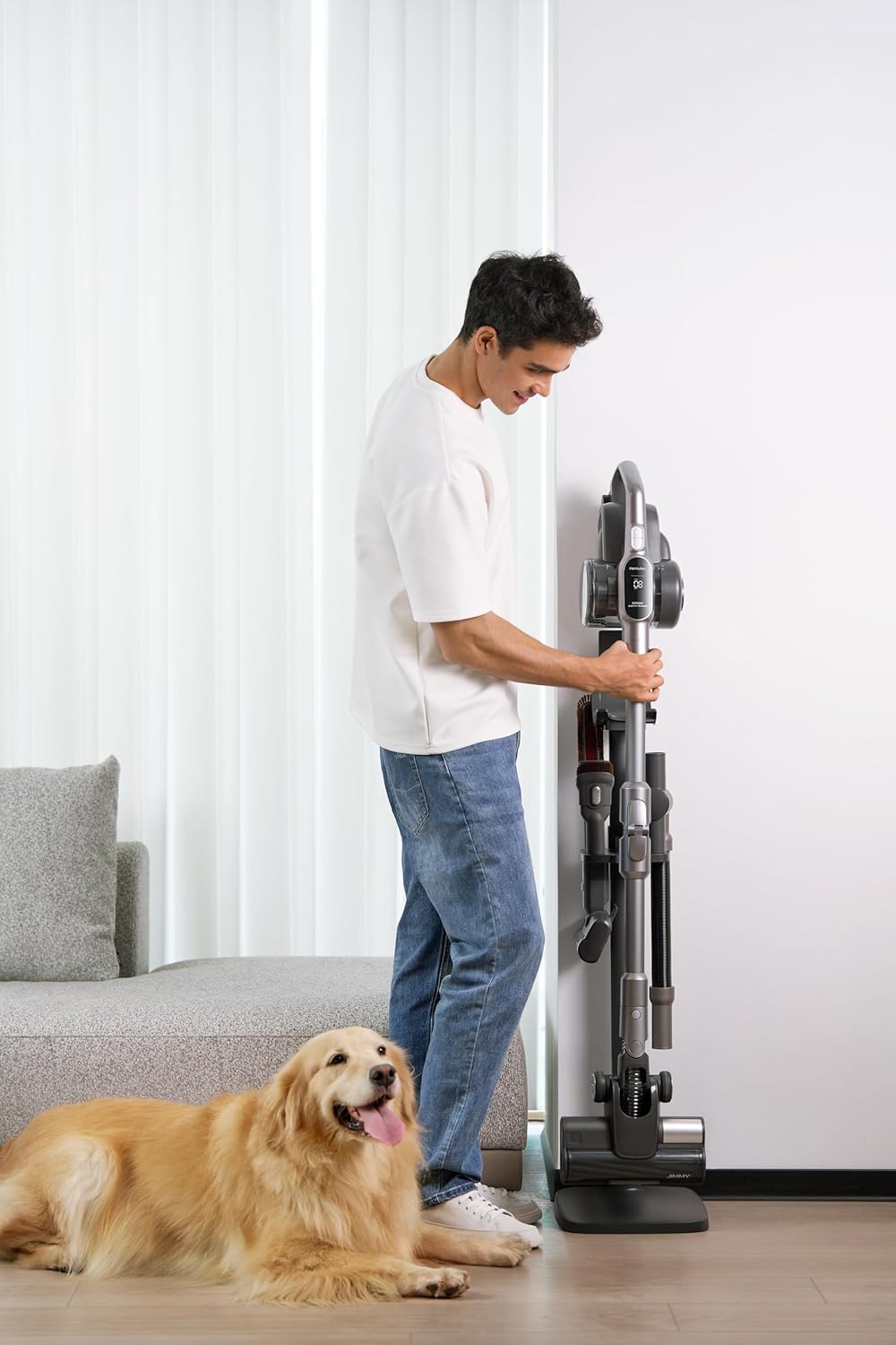 Jimmy H11 Pro Vacuum Cleaner and Floor Scrubber Removable Battery 260AW and 25Kpa Power, 700W, 90 Minutes Runtime, Smart LED Screen, Adaptive Technology, HEPA Filter and Charging Station