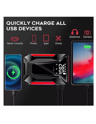Car Jump Starter with Air Compressor, 39800mAh Battery, LED Flashlight, and Portable Jump Box for Emergency Power and Tire Inflation