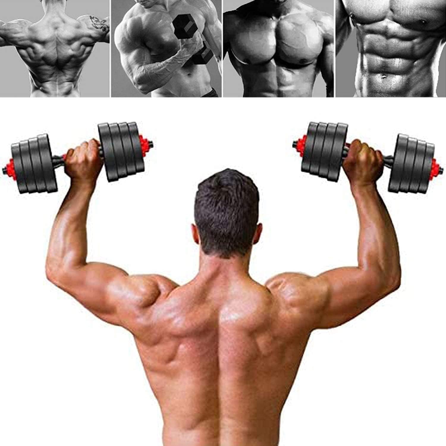 EWORLD 15kg dumbbell and Barbell Set Weightlifting fitness black cement steel rubber adjustable 15Kg dumbbell and Barbell Set 2 in 1