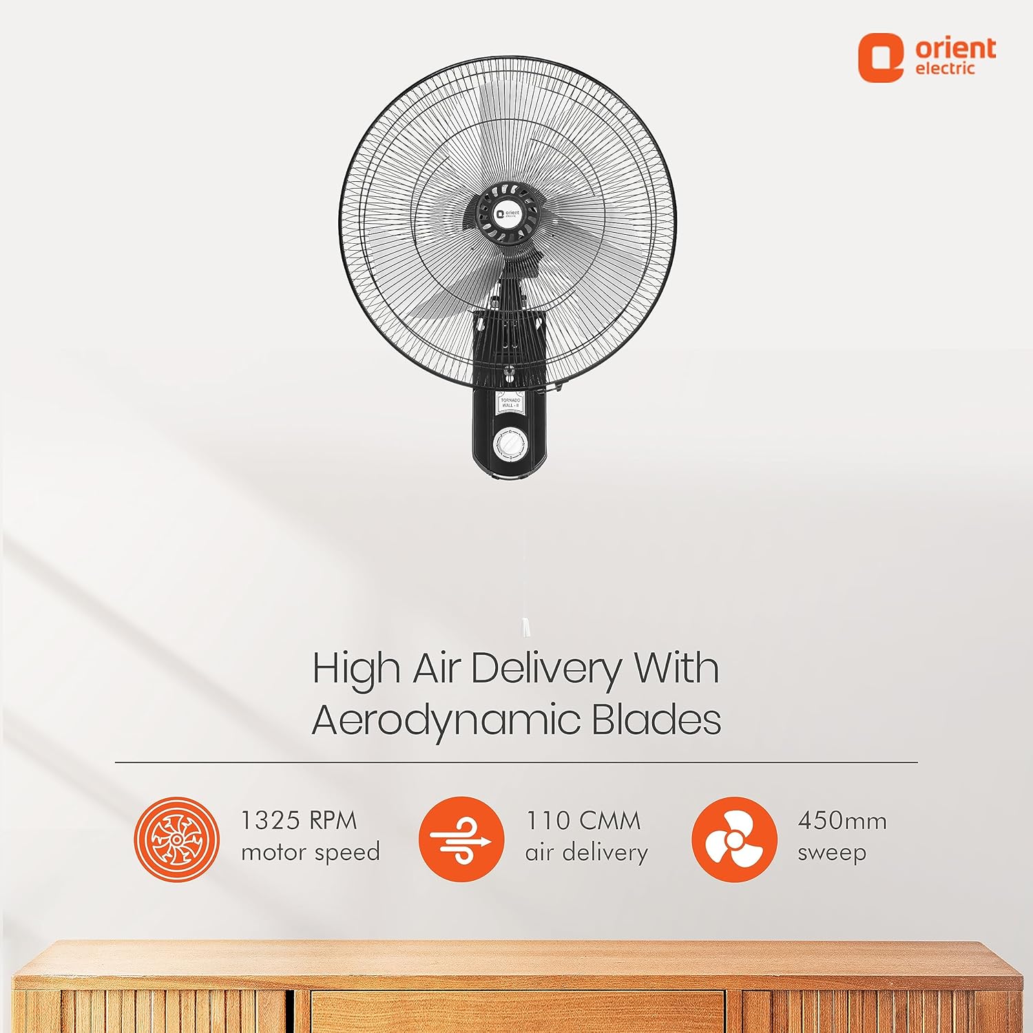Orient Electric Wall Fan Tornado 18 inch metal blade