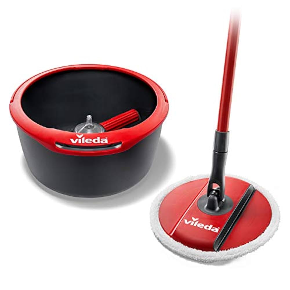 Vileda Spin And Clean Floor Mop And Bucket Set, For Cleaning Floors (Set Of 1x Mop, 1x Bucket, & 2x Extra Refills)
