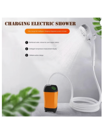 Outdoor Camping Shower Portable Electric Shower Pump Waterproof Outdoor Shower with Digital Display for Camping Hiking Travel