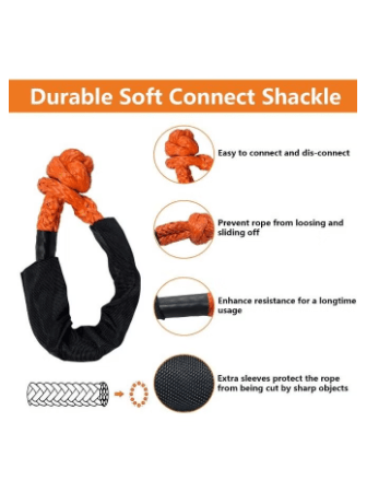 Flexible Soft Shackle Recovery Rope Strap Fit For SUV Towing Size: 16T Diameter: 11mm 60cm Long
