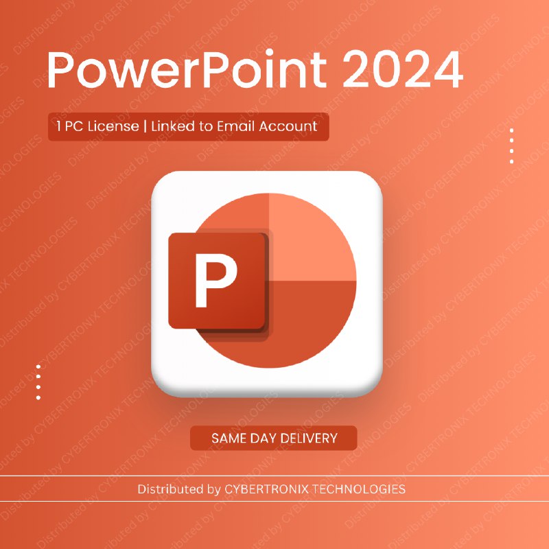 Microsoft PowerPoint 2024 | 1PC Linked to Email Account | Windows | Digital License | Same Day Delivery