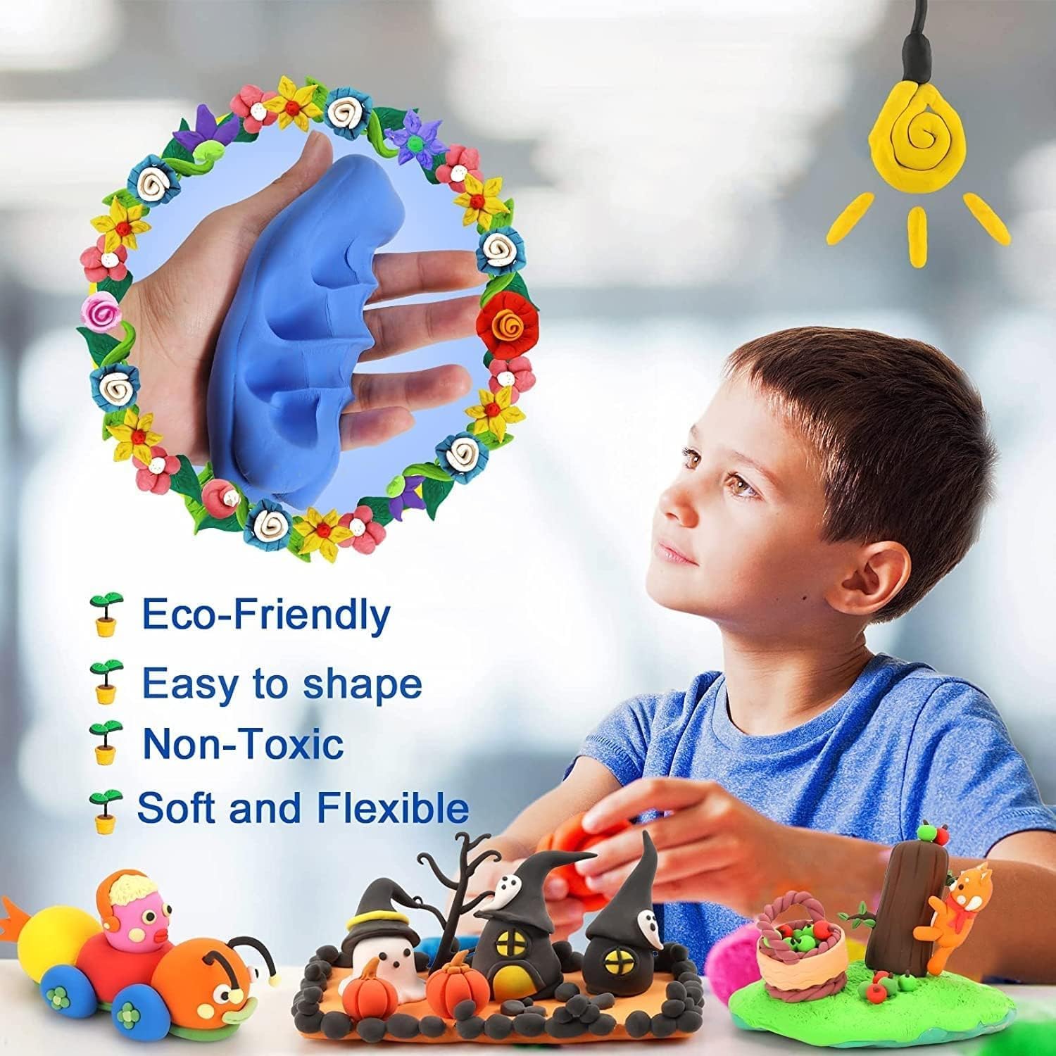 Montchi Air Dry Clay, 36 Colors Ultra Light Modeling Clay, Magic Clay, No-Toxic Modeling Clay & Dough for Kids with Tools, Gift for Kids