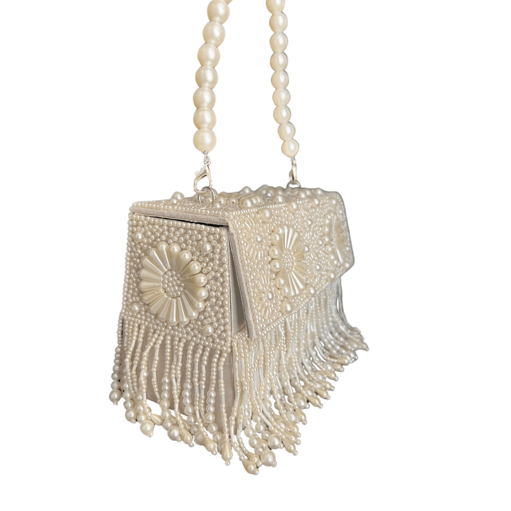 Beaded Pearl Box Clutch