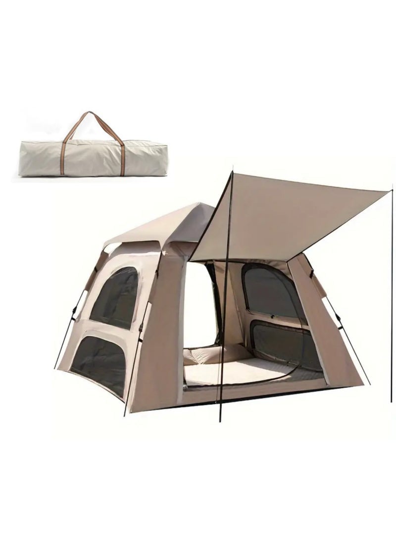 Instant Camping Tent With Canopy Tarp 6-8 Persons Outdoor Waterproof Pop Up Family Camping Tent Automatic Portable Folding Cabin Tent With Storage Bag Size: 300*300cm