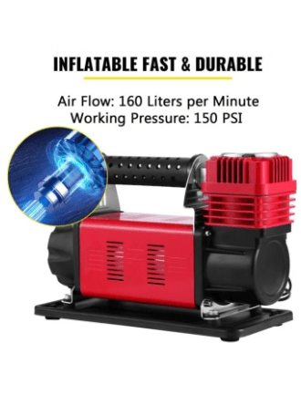 12V Portable Air Compressor, 5.65CFM Car Tire Inflator, Car Air Compressor for Truck Tires Heavy Duty Max 150PSI, Powerful Cylinder Off-Road Air Pump for 4x4 Off-Road Vehicles CSK-102-15