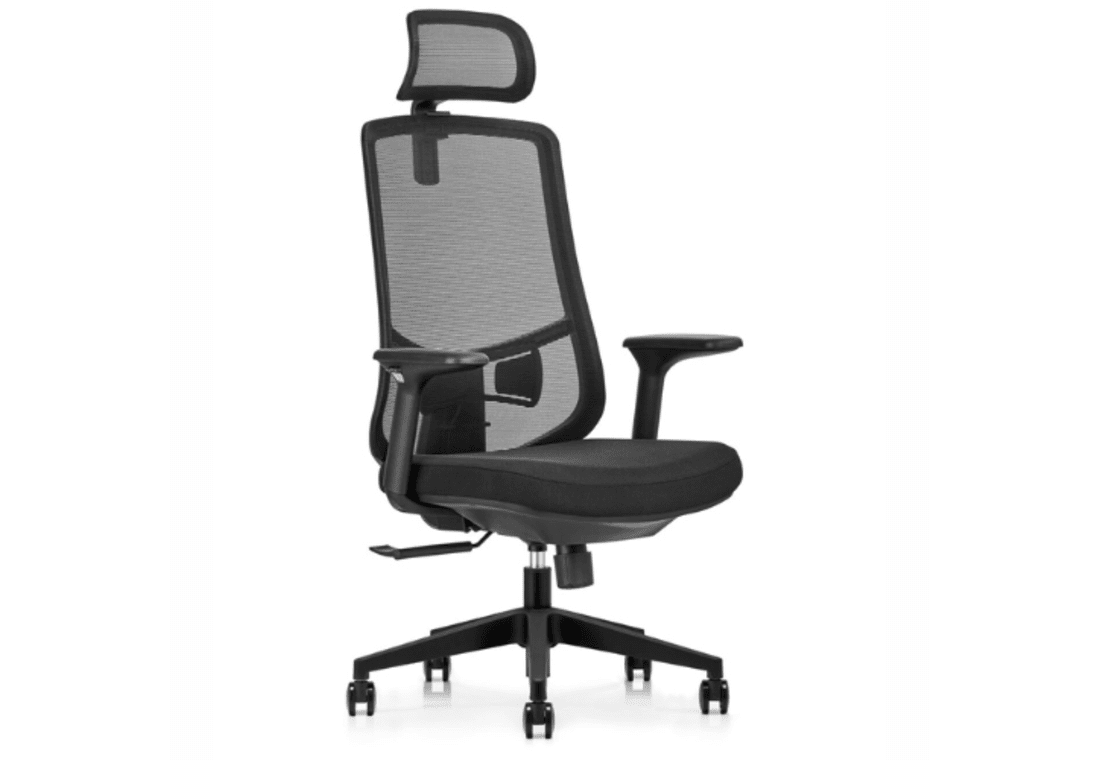 AMFAH Staff Chair – High Back Ergonomic Office Chair | 3D Armrests, Adjustable Lumbar Support & Durable Nylon Frame | Executive, Home Office & Computer Desk Chair | Black