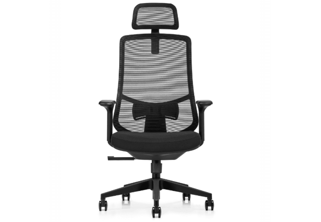 AMFAH Staff Chair – High Back Ergonomic Office Chair | 3D Armrests, Adjustable Lumbar Support & Durable Nylon Frame | Executive, Home Office & Computer Desk Chair | Black