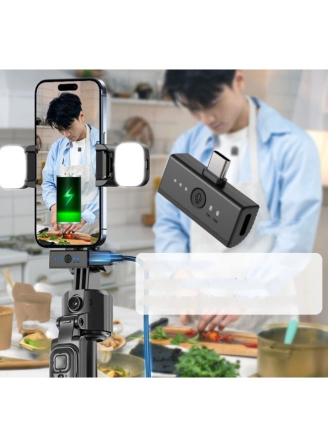 2-in-1 Magnetic Wireless Microphone Compatible with Type-C and IOS for Creating Content or Broadcasting