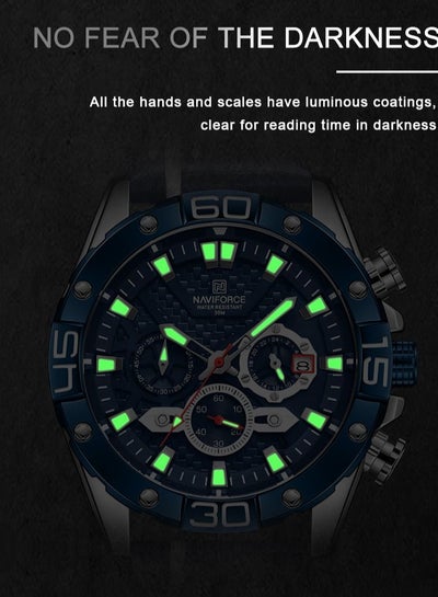NAVIFORCE ساعة كوارتز عصرية للرجال كرونوغراف ساعة جلدية للرجال رياضية NF8019L 30m مقاومة للماء reloj