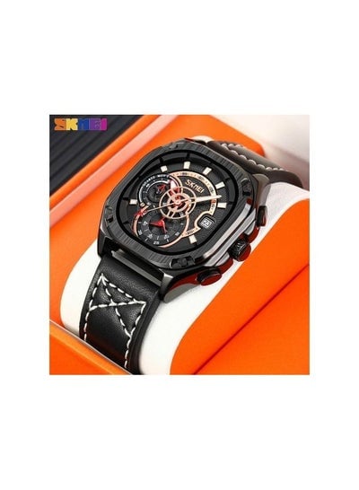Skmei Men's Watches Leather Waterproof Quartz Watches Male Clock 9313