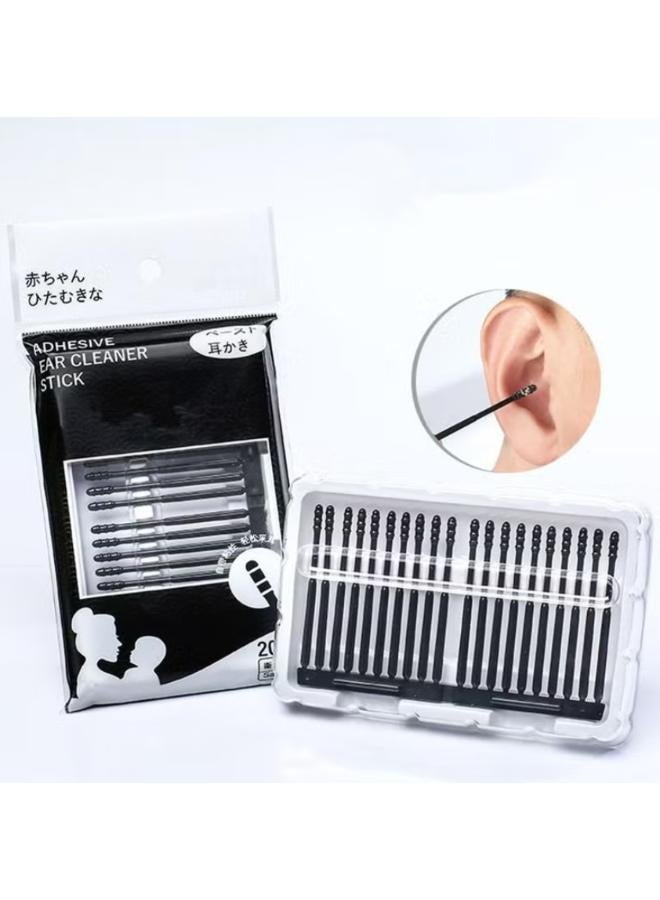 20 Pieces Disposable Ear Sticky Swabs, Pick Spiral Tips Wax Removal Tool Kit