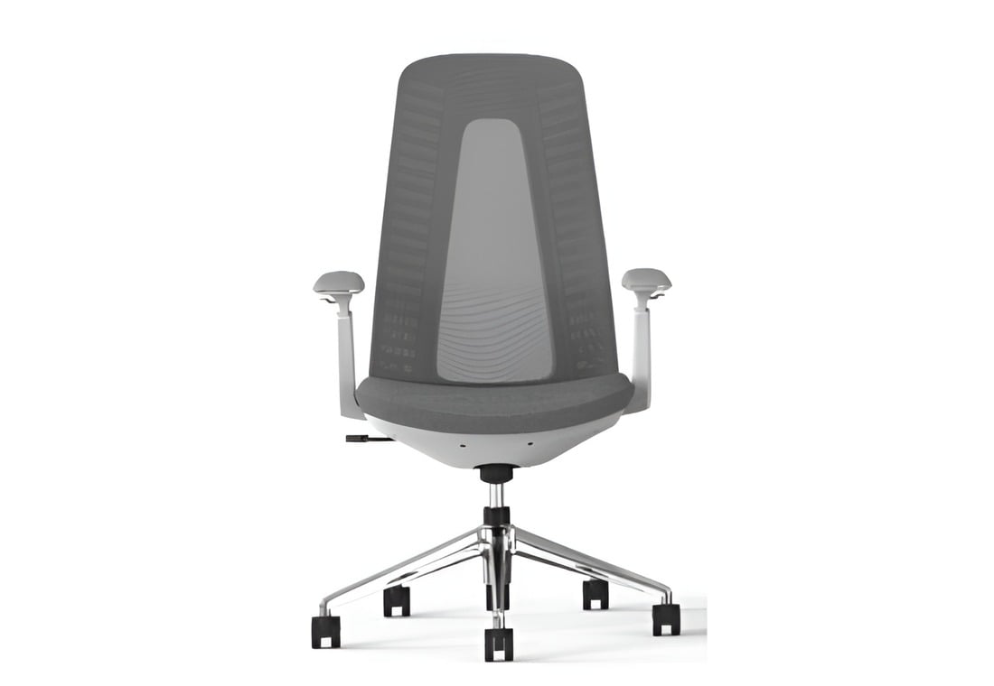 AMFAH Staff Chair –  Medium Back Ergonomic Office Chair with Mesh Seat | Self-Bearing Chassis, 3D Armrests & Adjustable Desk Chair for Home Office and Workstation | Grey Frame
