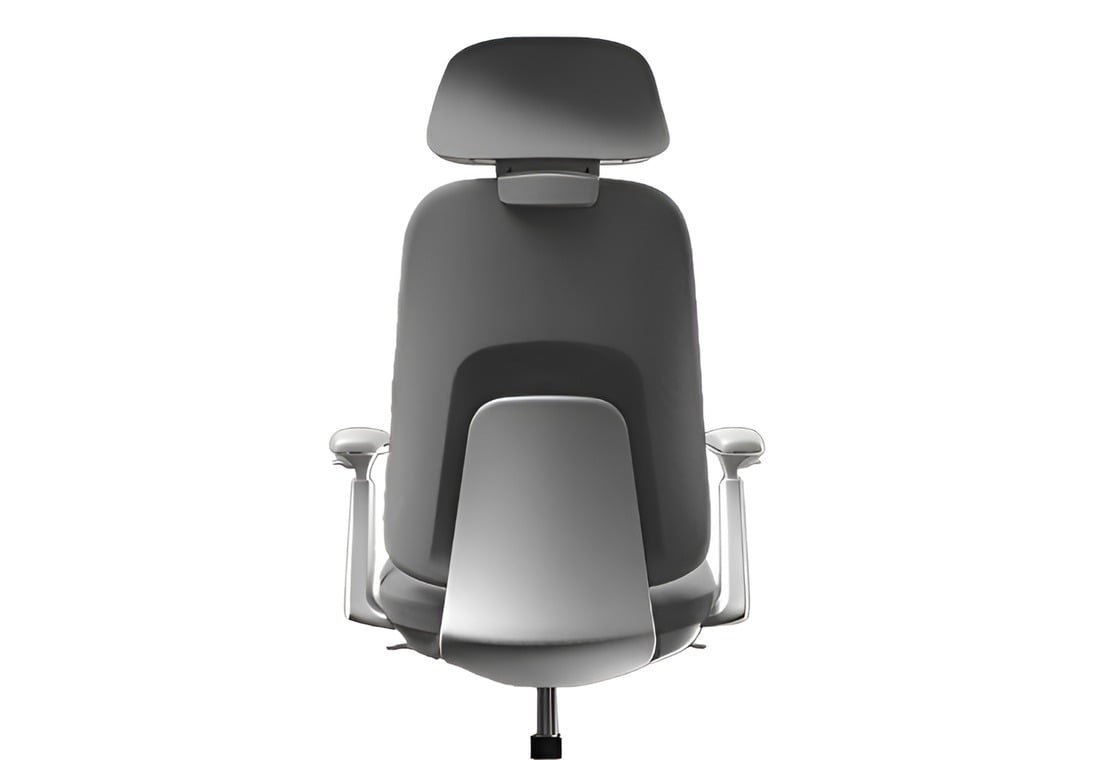 AMFAH Executive Office Chair – High Back Ergonomic Desk Chair | Self-Bearing Chassis, 3D Armrests & Adjustable Lumbar Support for Home Office and Workstation | Grey Mesh Seat, White Frame
